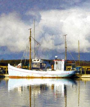Digital painting of a sailing ship