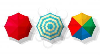 Vector set of beach umbrellas in colors over white background