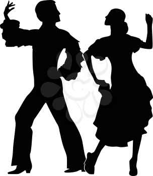 Rumba dancers silhouettes, isolated and grouped objects over white background