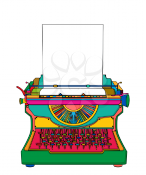 Colored typewriter vector over white background