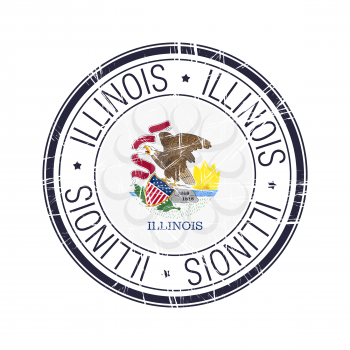 Great state of Illinois postal rubber stamp, vector object over white background