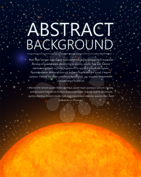Abstract vector template with sun and stars in space