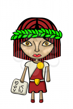 Vector illustration of a cute female scholar character with laures and tablet
