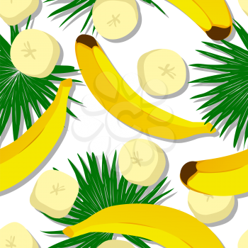 Seamless vector pattern design with bananas over white background