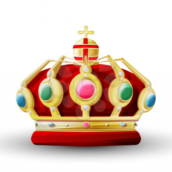Royal golden crown for a king , vector object over white background