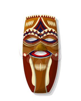 Vector african wooden tribal mask  over white background