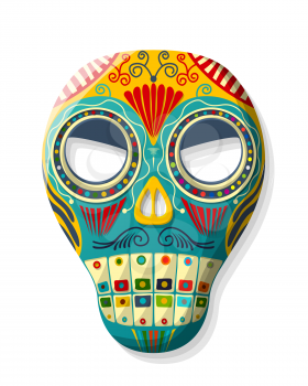 Vector Mexican sugar skull iustration for Day of the Dead or Dia de Muertos over white background