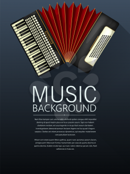 Accordion music background, vector layout