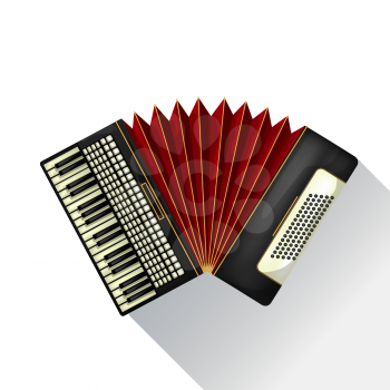 Realistic vector accordion abd shadow against white background