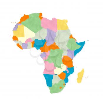 Africa map in watercolors over white background