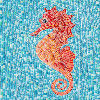 Seahorse mosaic background, vector illustration