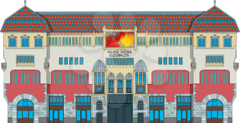  Cultural Palace of  Tirgu Mures, Romania. Vector illustration