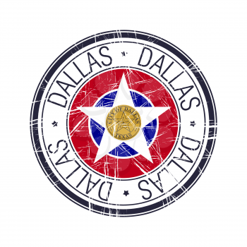 City of Dallas, Texas postal rubber stamp, vector object over white background