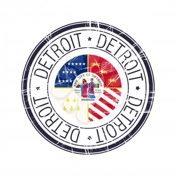 City of Detroit, Michigan postal rubber stamp, vector object over white background