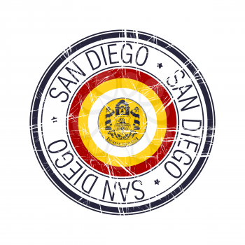 City of San Diego, California postal rubber stamp, vector object over white background