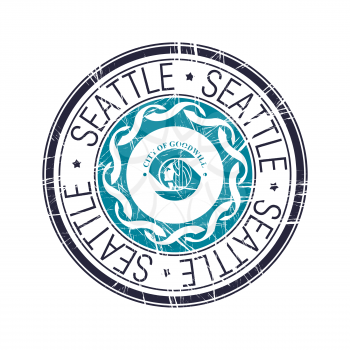 City of Seattle, Washington postal rubber stamp, vector object over white background