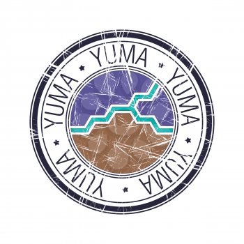 City of Yuma, Arizona postal rubber stamp, vector object over white background
