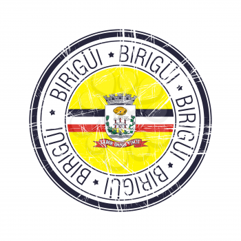 City of Birigui, Brazil postal rubber stamp, vector object over white background