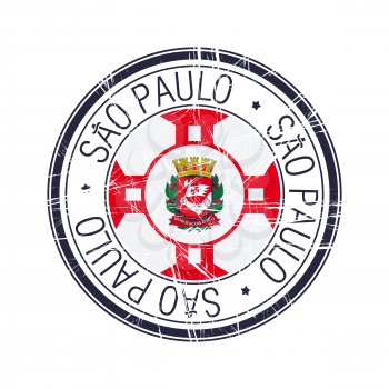 City of Sao Paulo, Brazil postal rubber stamp, vector object over white background