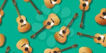 Repeating pattern with classical guitars over green
