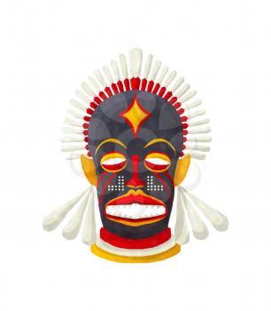 Watercolor tribal mask on white background