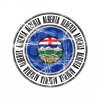 Alberta province, Canada. Vector postal rubber stamp over white background