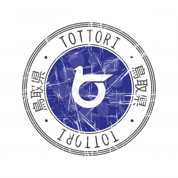 Tottori Prefecture, Japan. Vector rubber stamp over white background