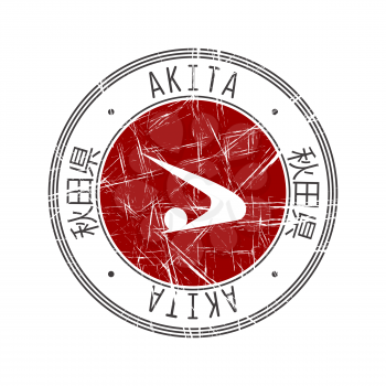 Akita Prefecture, Japan. Vector rubber stamp over white background