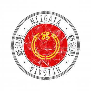 Niigata Prefecture, Japan. Vector rubber stamp over white background