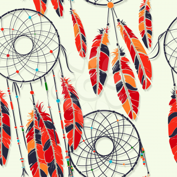 Decorative dreamcatcher fantasy pattern, ethnic tribal design. Seamless vector design