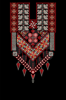 Embroidery vector Tatreez template , Palestinian fashion neck ornament