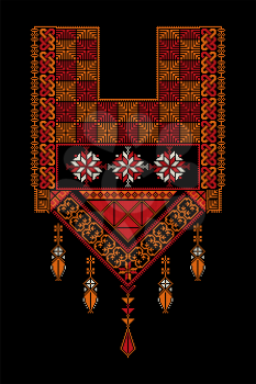Embroidery vector Tatreez template , Palestinian fashion neck ornament