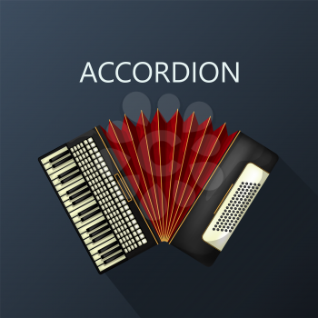 Accordion icon in colors, vector illustration