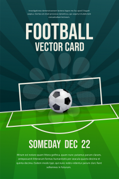 Football, soccer flyer, poster design, sports invitation vector editable template.Ball with football pitch and post background