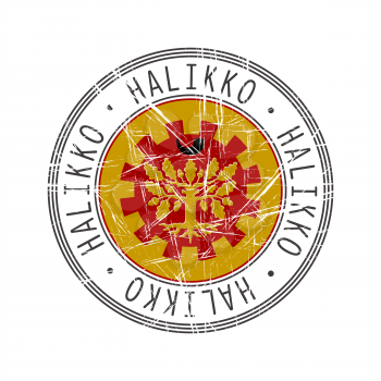Halikko city, Finland. Grunge postal rubber stamp over white background