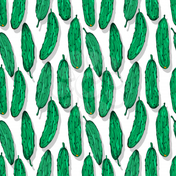 Cucumbers repeating pattern, editable vector template