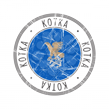 Kotka city, Finland. Grunge postal rubber stamp over white background