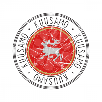 Kuusamo city, Finland. Grunge postal rubber stamp over white background