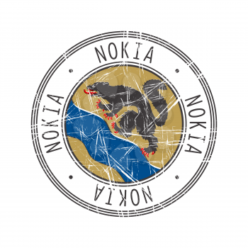 Nokia city, Finland. Grunge postal rubber stamp over white background
