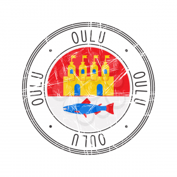 Oulu city, Finland. Grunge postal rubber stamp over white background