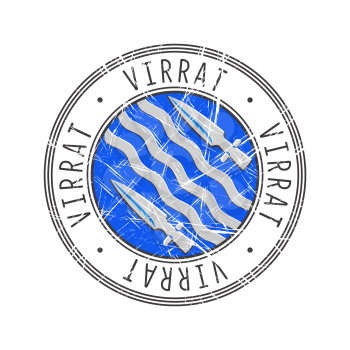 Virrat city, Finland. Grunge postal rubber stamp over white background