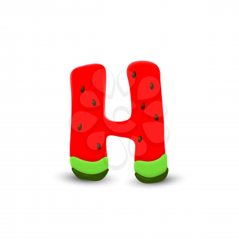 Watermelon letter H, 3d vector icon over white background