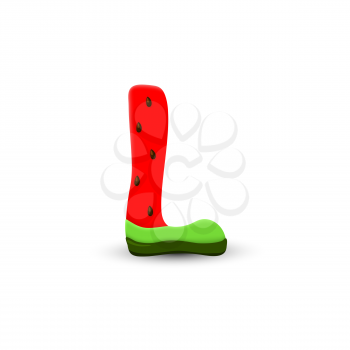Watermelon letter L, 3d vector icon over white background