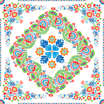 Seamless pattern design inspired by traditional Hungarian embroidery