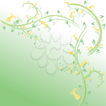 Royalty Free Clipart Image of a Floral Corner on Soft Green