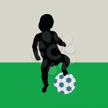 Royalty Free Clipart Image of a Silhouetted Child Playing Soccer