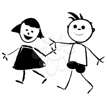 Royalty Free Clipart Image of Stick Children