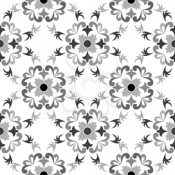 Royalty Free Clipart Image of a Black and White Floral Background