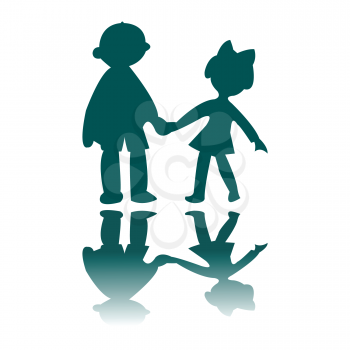 Royalty Free Clipart Image of a Little Boy and Girl Holding Hands