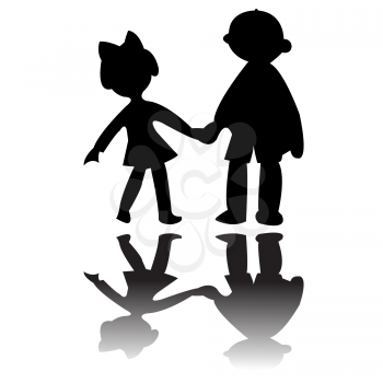Royalty Free Clipart Image of a Boy and Girl Holding Hands